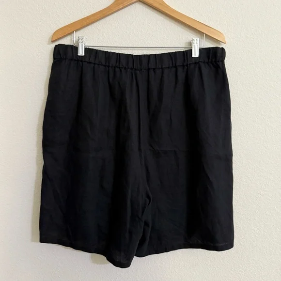 Eileen Fisher Organic Linen Drawstring Shorts Black Size Large - Picture 3 of 12